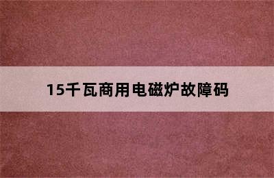 15千瓦商用电磁炉故障码