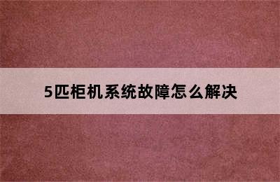 5匹柜机系统故障怎么解决