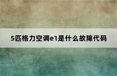 5匹格力空调e1是什么故障代码