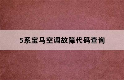 5系宝马空调故障代码查询