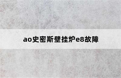 ao史密斯壁挂炉e8故障