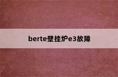 berte壁挂炉e3故障