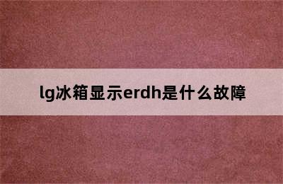 lg冰箱显示erdh是什么故障