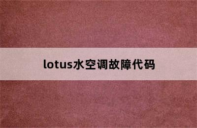 lotus水空调故障代码