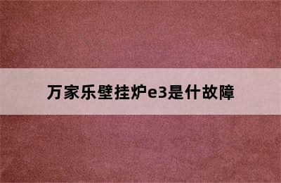 万家乐壁挂炉e3是什故障