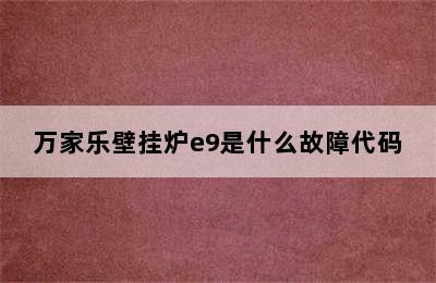 万家乐壁挂炉e9是什么故障代码