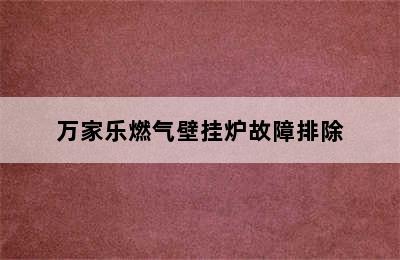 万家乐燃气壁挂炉故障排除