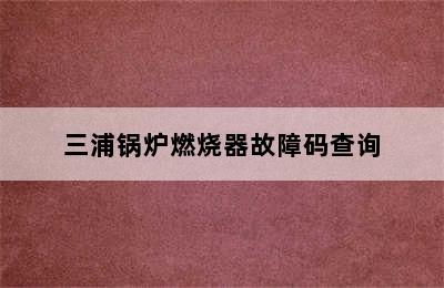 三浦锅炉燃烧器故障码查询