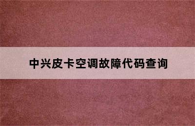 中兴皮卡空调故障代码查询