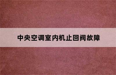 中央空调室内机止回阀故障