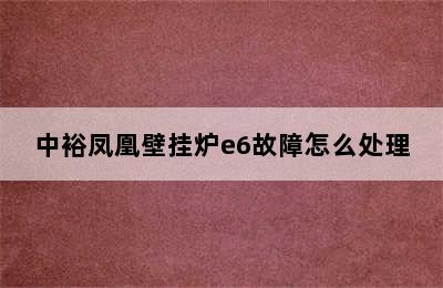 中裕凤凰壁挂炉e6故障怎么处理