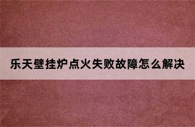 乐天壁挂炉点火失败故障怎么解决