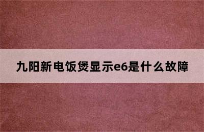 九阳新电饭煲显示e6是什么故障