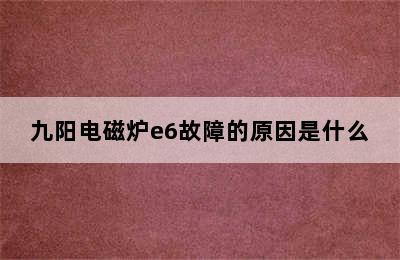 九阳电磁炉e6故障的原因是什么