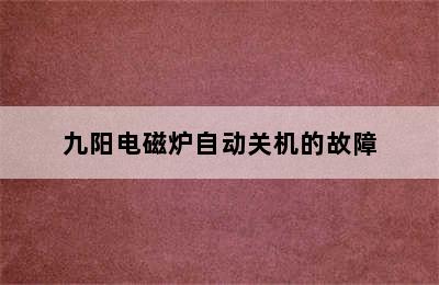 九阳电磁炉自动关机的故障