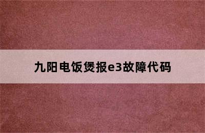 九阳电饭煲报e3故障代码