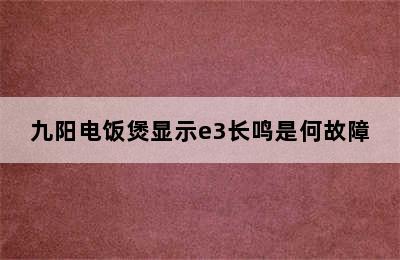 九阳电饭煲显示e3长鸣是何故障