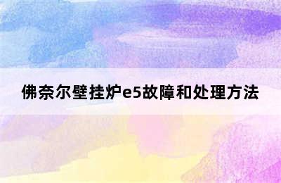 佛奈尔壁挂炉e5故障和处理方法