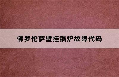 佛罗伦萨壁挂锅炉故障代码