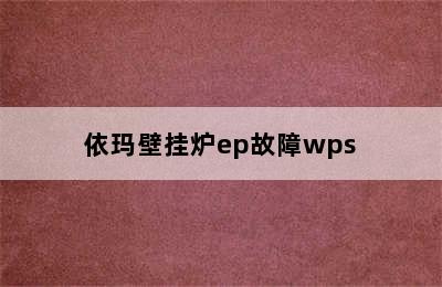 依玛壁挂炉ep故障wps