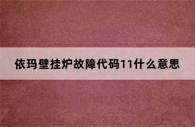 依玛壁挂炉故障代码11什么意思