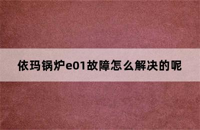 依玛锅炉e01故障怎么解决的呢