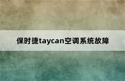 保时捷taycan空调系统故障