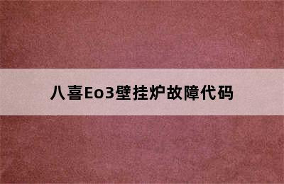 八喜Eo3壁挂炉故障代码