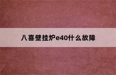 八喜壁挂炉e40什么故障