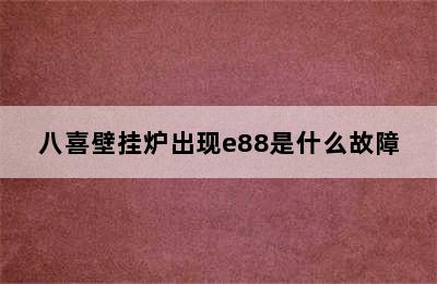 八喜壁挂炉出现e88是什么故障