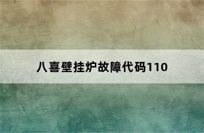 八喜壁挂炉故障代码110