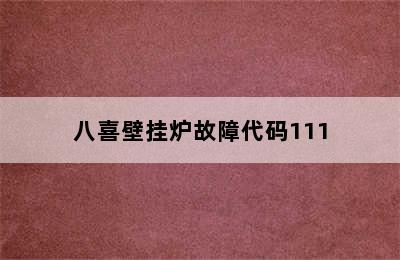 八喜壁挂炉故障代码111