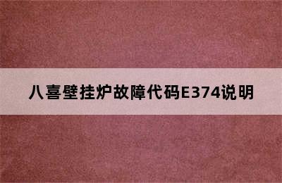 八喜壁挂炉故障代码E374说明