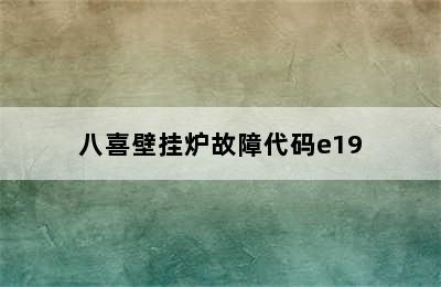 八喜壁挂炉故障代码e19