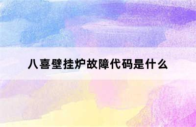 八喜壁挂炉故障代码是什么