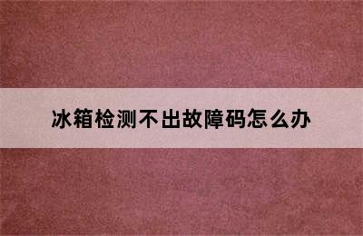 冰箱检测不出故障码怎么办