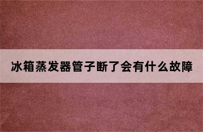 冰箱蒸发器管子断了会有什么故障