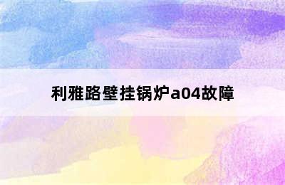 利雅路壁挂锅炉a04故障