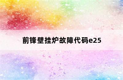 前锋壁挂炉故障代码e25