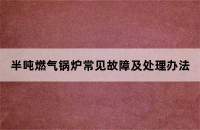 半吨燃气锅炉常见故障及处理办法