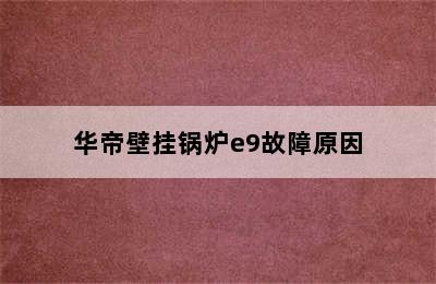 华帝壁挂锅炉e9故障原因