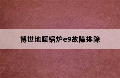 博世地暖锅炉e9故障排除