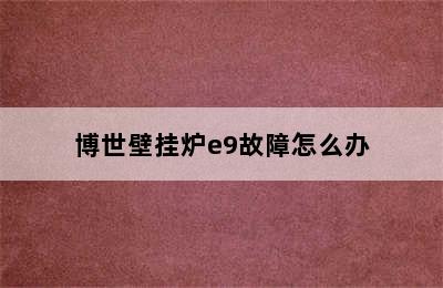 博世壁挂炉e9故障怎么办