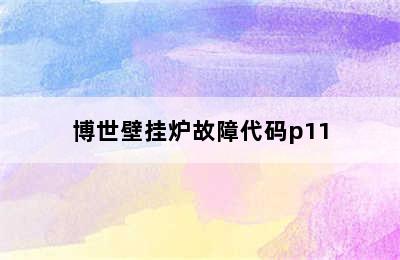 博世壁挂炉故障代码p11