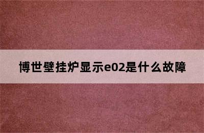 博世壁挂炉显示e02是什么故障