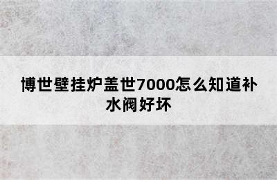 博世壁挂炉盖世7000怎么知道补水阀好坏