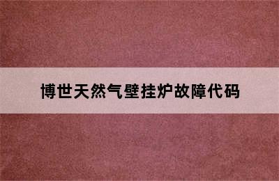 博世天然气壁挂炉故障代码