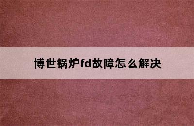 博世锅炉fd故障怎么解决