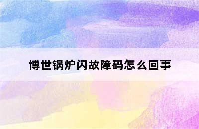 博世锅炉闪故障码怎么回事