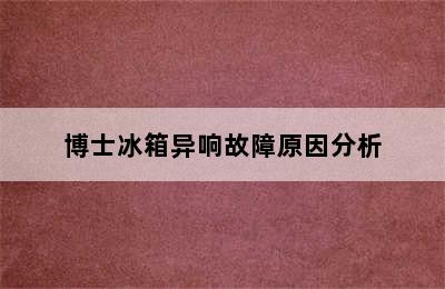 博士冰箱异响故障原因分析